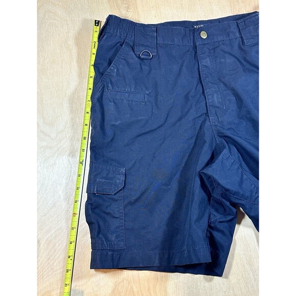 5.11 Tactical Shorts Mens 34 Blue Ripstop Canvas Cargo Workwear Elastic Waist - Picture 7 of 10